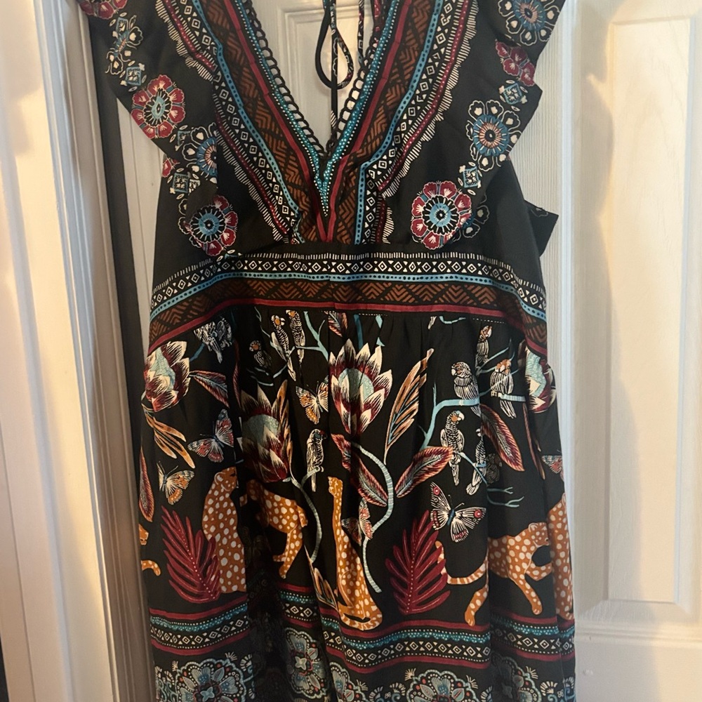 Anthropologie Bohemian Black Floral Dress